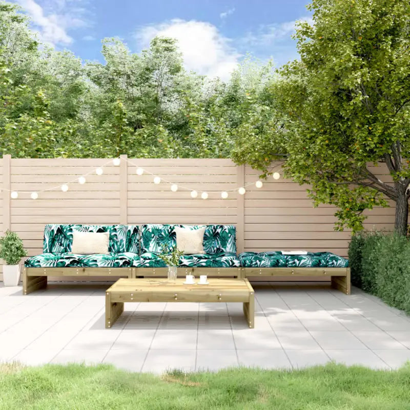 Houten loungeset met voetenbank en salontafel voor gezellige tuinen - Bruin - Tuinsets