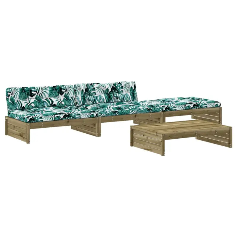 Houten loungeset met voetenbank en salontafel voor gezellige tuinen - Tuinsets