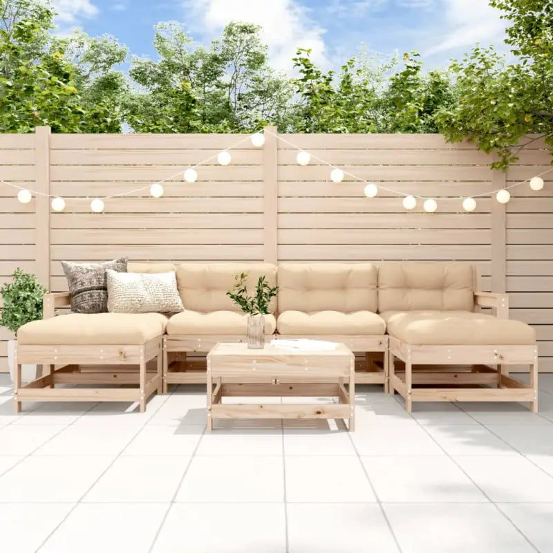 Houten loungeset met zachte kussens voor in de tuin - Natuurlijk grenenhout - Tuinsets