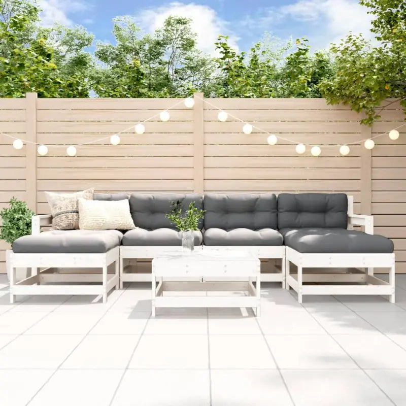 Houten loungeset met zachte kussens voor in de tuin - Wit grenenhout - Tuinsets