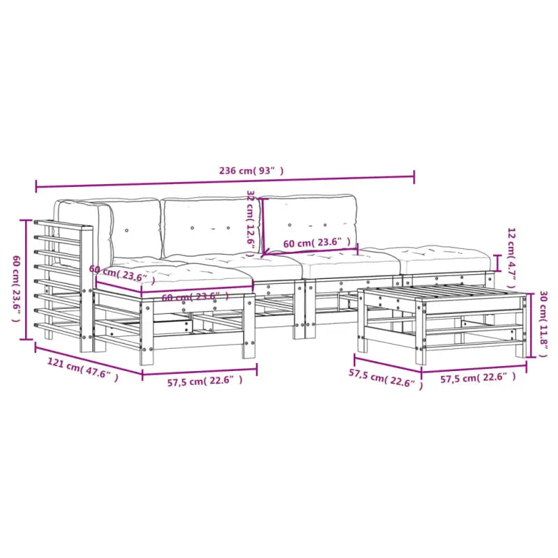 Houten loungeset met zachte kussens voor tuin en terras - Tuinsets