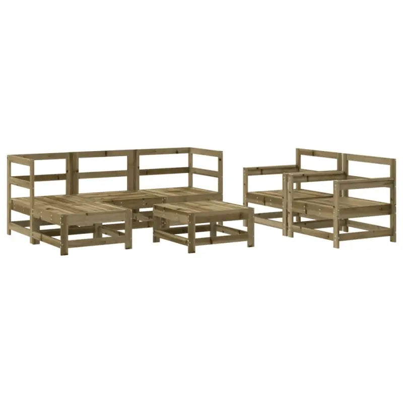 Houten loungeset van geïmpregneerd grenenhout met voetenbank en salontafel - Tuinsets