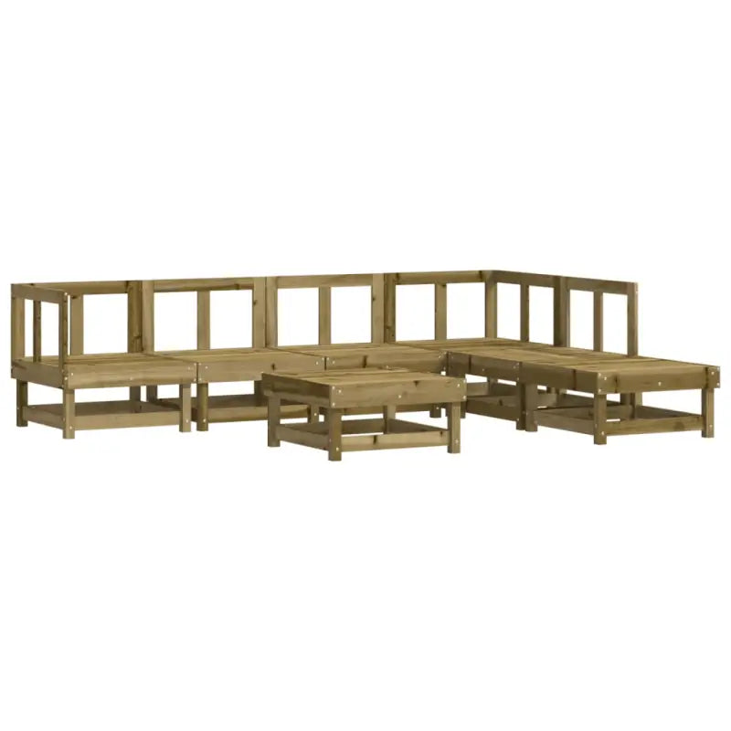 Houten loungeset van geïmpregneerd grenenhout met voetenbank en salontafel - Tuinsets