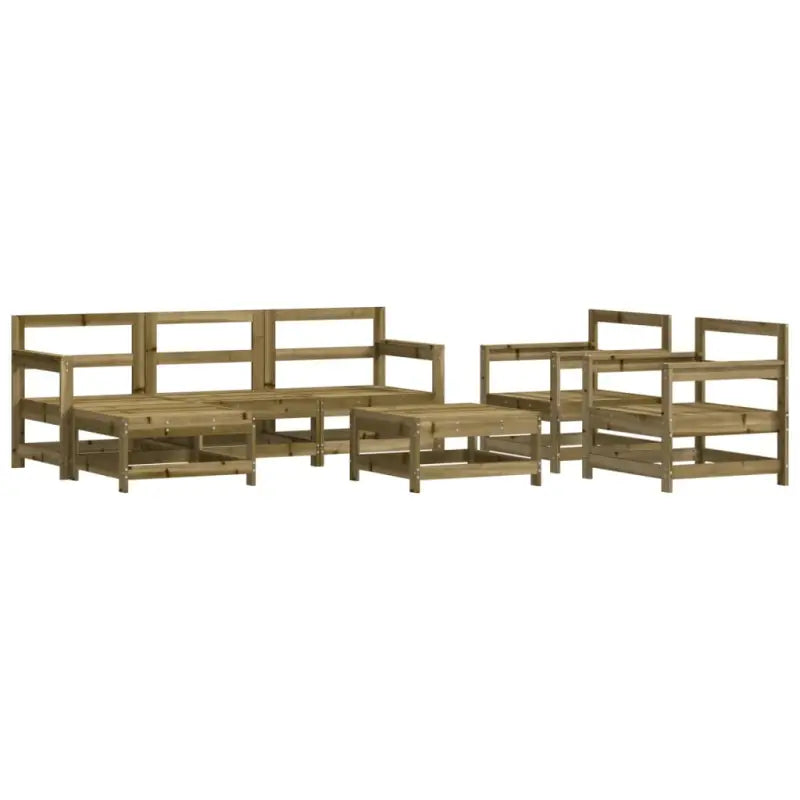 Houten loungeset van geïmpregneerd grenenhout met voetenbank en salontafel - Tuinsets