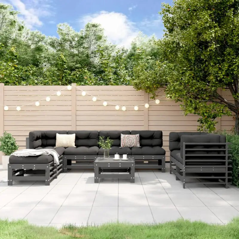 Houten loungeset van geïmpregneerd grenenhout voor in de tuin - Grijs grenenhout - Tuinsets