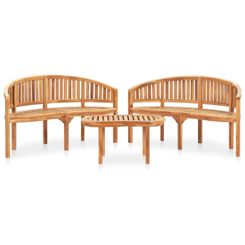 Houten loungeset van hard teakhout met een fijn geschuurde afwerking - 151 x 62 x 86 cm / 2x Bank + Tafel - Tuinsets