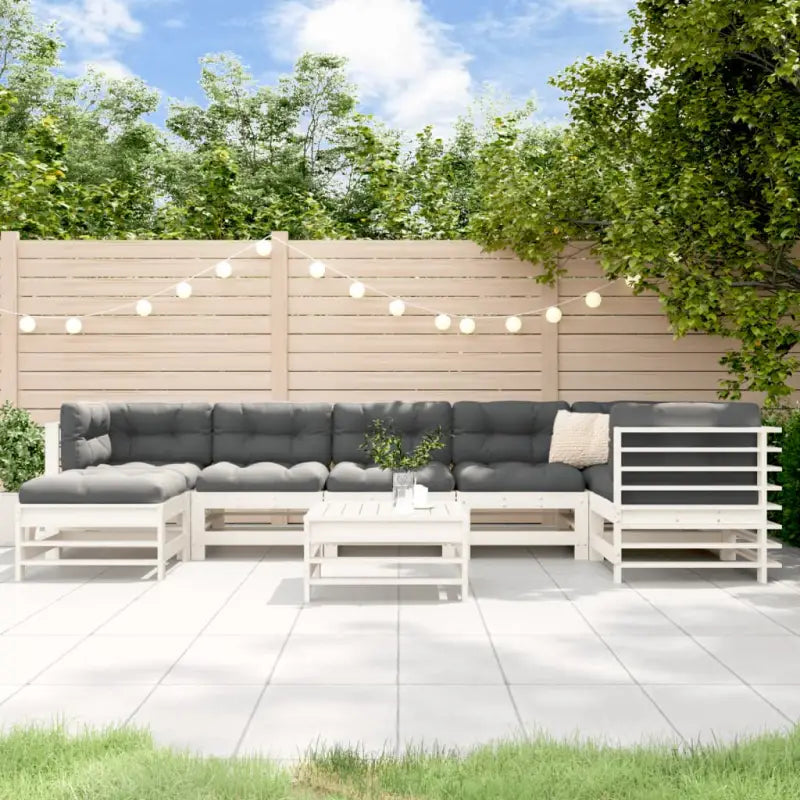 Houten loungeset van massief Douglashout met voetenbank en salontafel - Wit grenenhout - Tuinsets