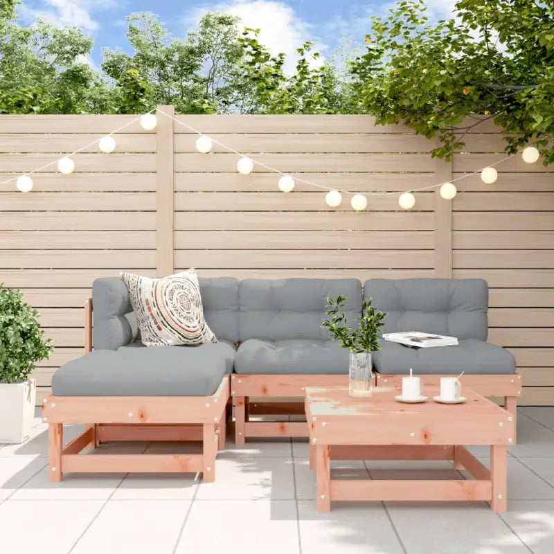 Houten loungeset van massief douglashout met voetenbank en salontafel - Tuinsets