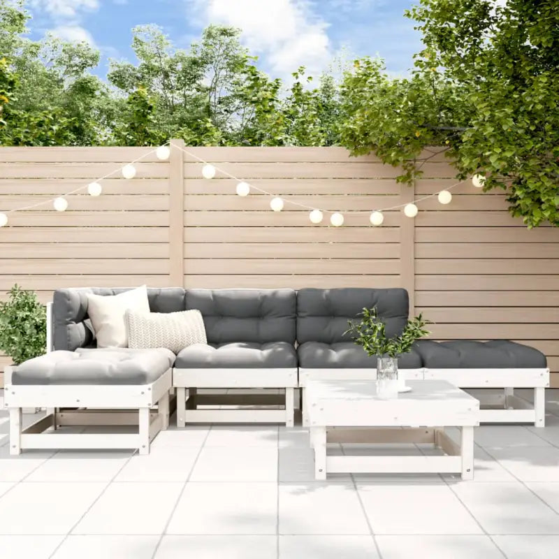 Houten loungeset van massief douglashout voor tuin en terras - Wit grenenhout - Tuinsets