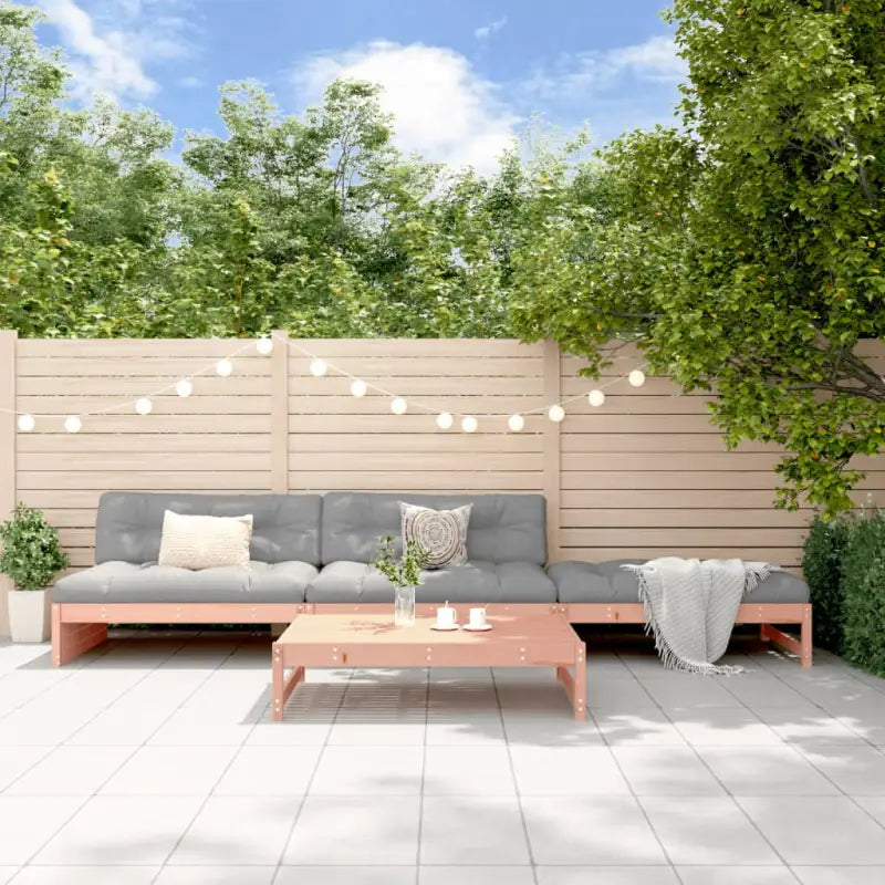 Houten loungeset van massief grenenhout inclusief voetenbank en salontafel - Natuurlijk douglashout - Tuinsets