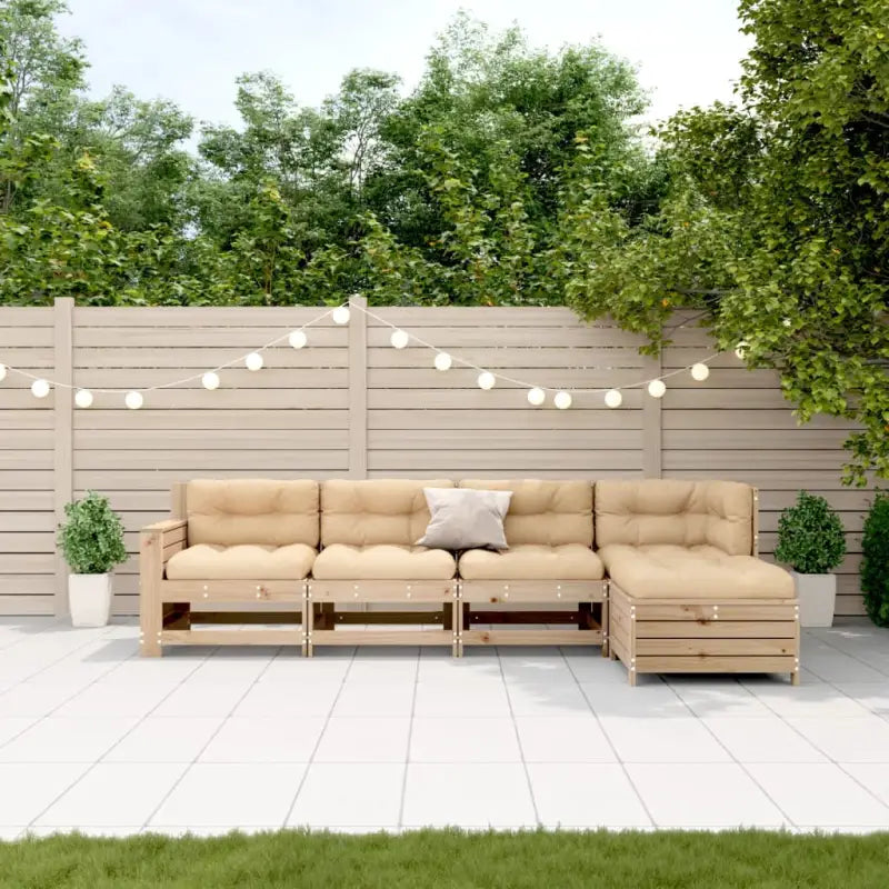 Houten loungeset van massief grenenhout met modulair ontwerp - Natuurlijk grenenhout - Tuinsets