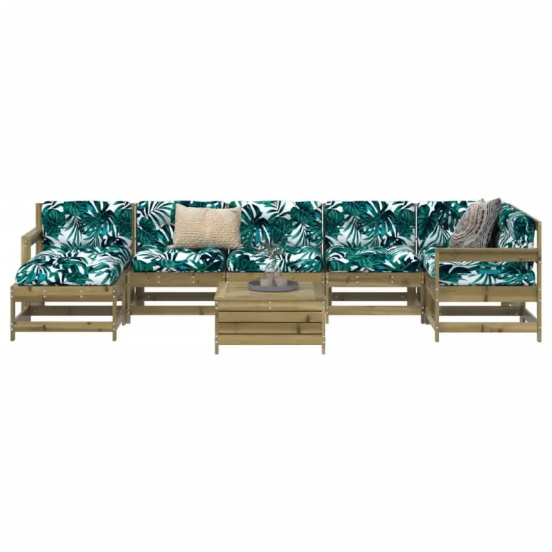 Houten loungeset van massief grenenhout met modulair ontwerp voor tuinfeest - Naturel geïmpregneerd - Tuinsets