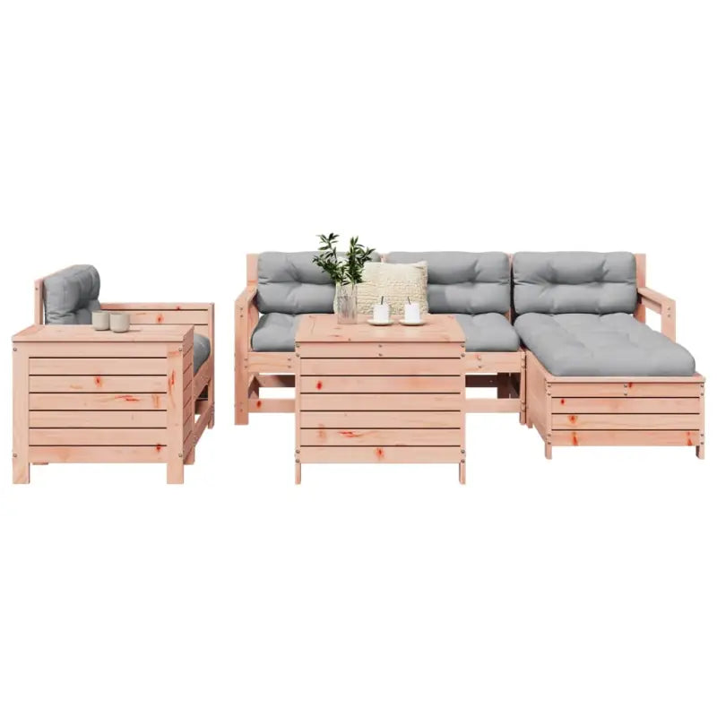 Houten loungeset van massief grenenhout met modulair ontwerp en comfortabele afmetingen - Natuurlijk douglashout