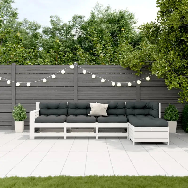 Houten loungeset van massief grenenhout met modulair ontwerp - Wit grenenhout - Tuinsets