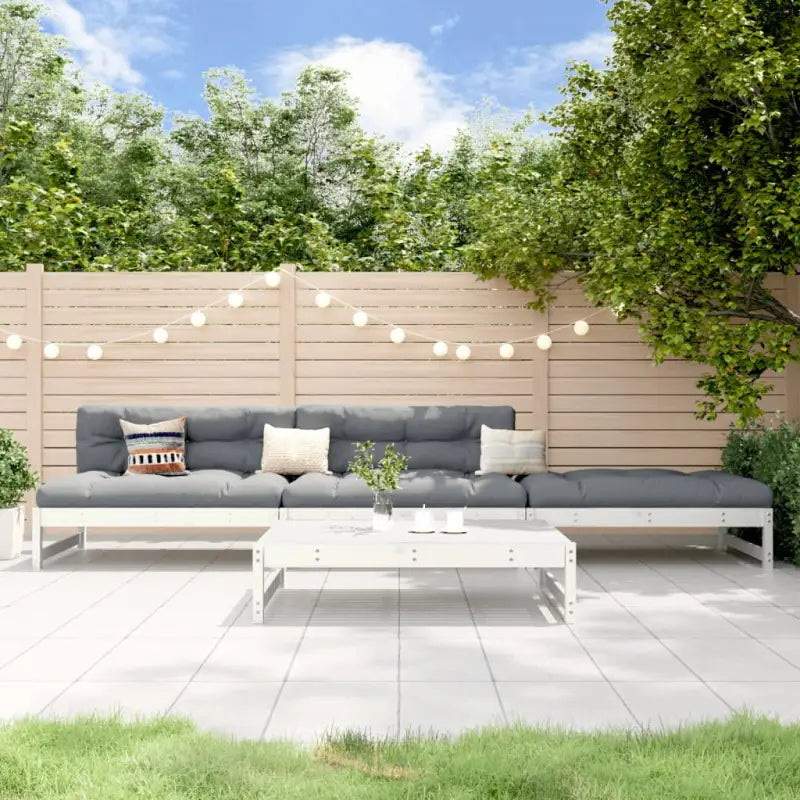 Houten loungeset van massief grenenhout met salontafel en voetenbank - Wit grenenhout - Tuinsets