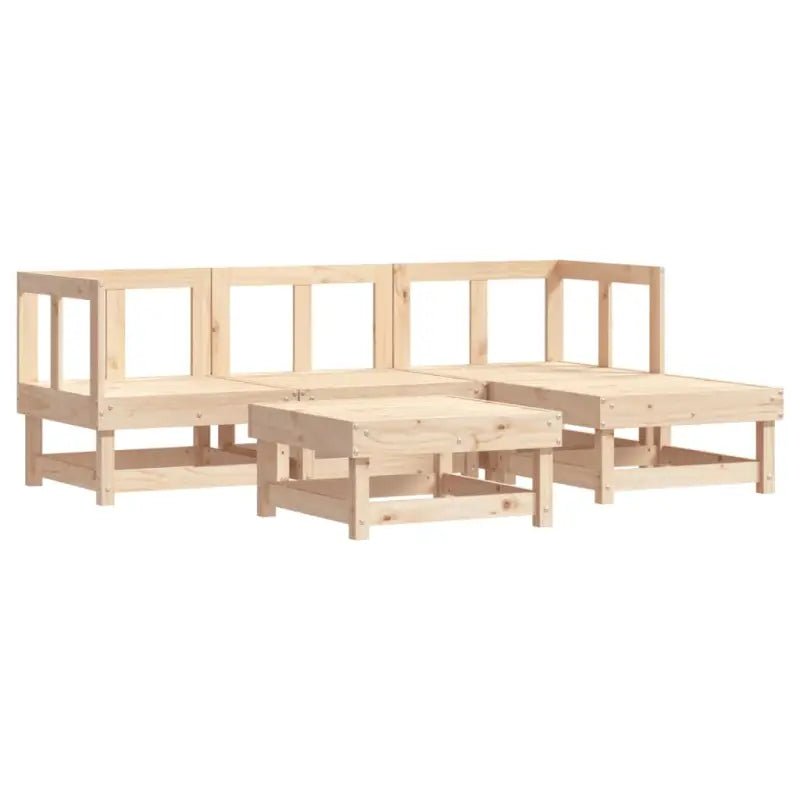 Houten loungeset van massief grenenhout met voetenbank en salontafel - Tuinsets
