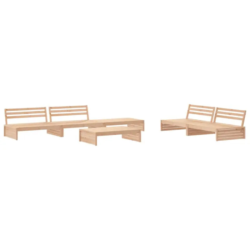 Houten loungeset van massief grenenhout met voetenbank en salontafel - Tuinsets