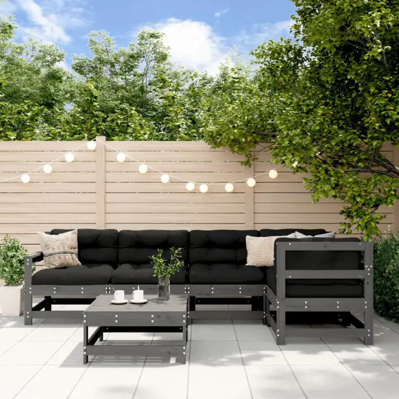 Houten loungeset van massief grenenhout voor in de tuin - Grijs grenenhout - Tuinsets