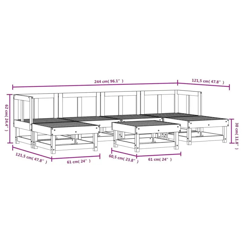 Houten loungeset van massief grenenhout voor in de tuin of terras - Tuinsets