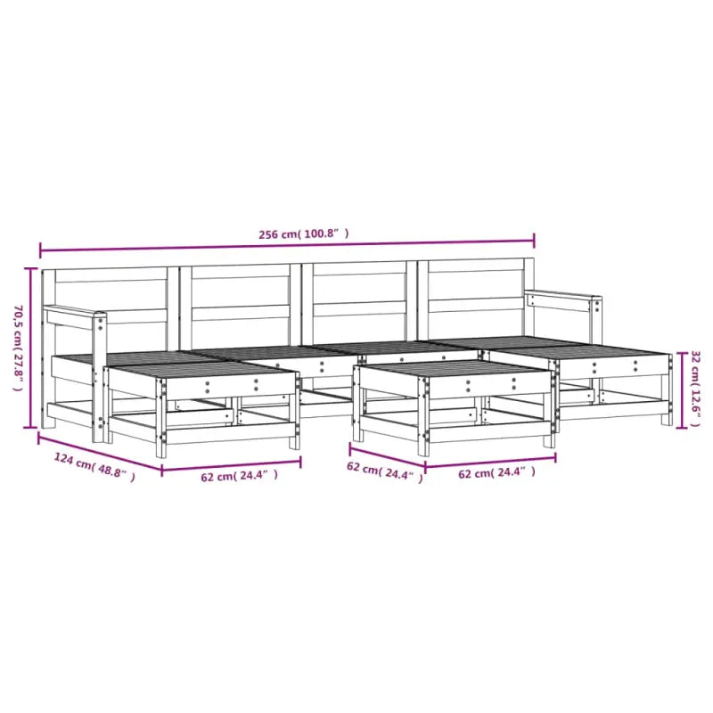 Houten loungeset van massief grenenhout voor in de tuin - Tuinsets