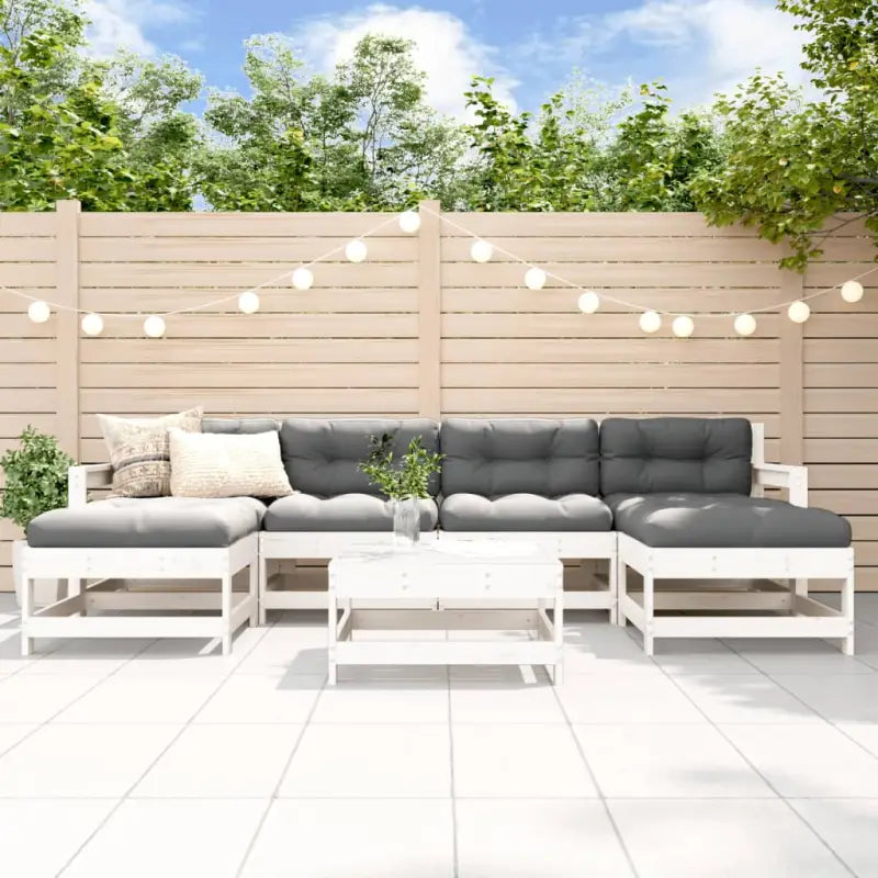 Houten loungeset van massief grenenhout voor in de tuin - Wit grenenhout - Tuinsets