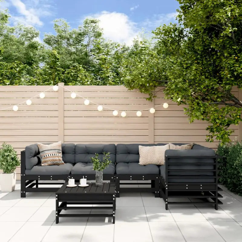 Houten loungeset van massief grenenhout voor in de tuin - Zwart - Tuinsets