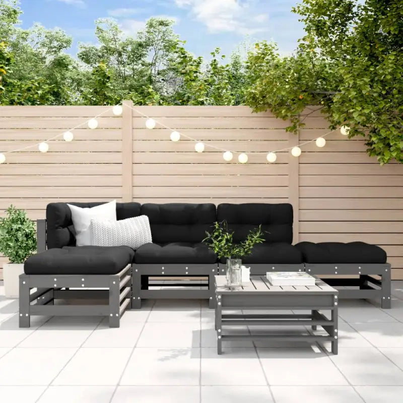 Houten loungeset voor in de tuin van massief grenenhout - Grijs grenenhout - Tuinsets