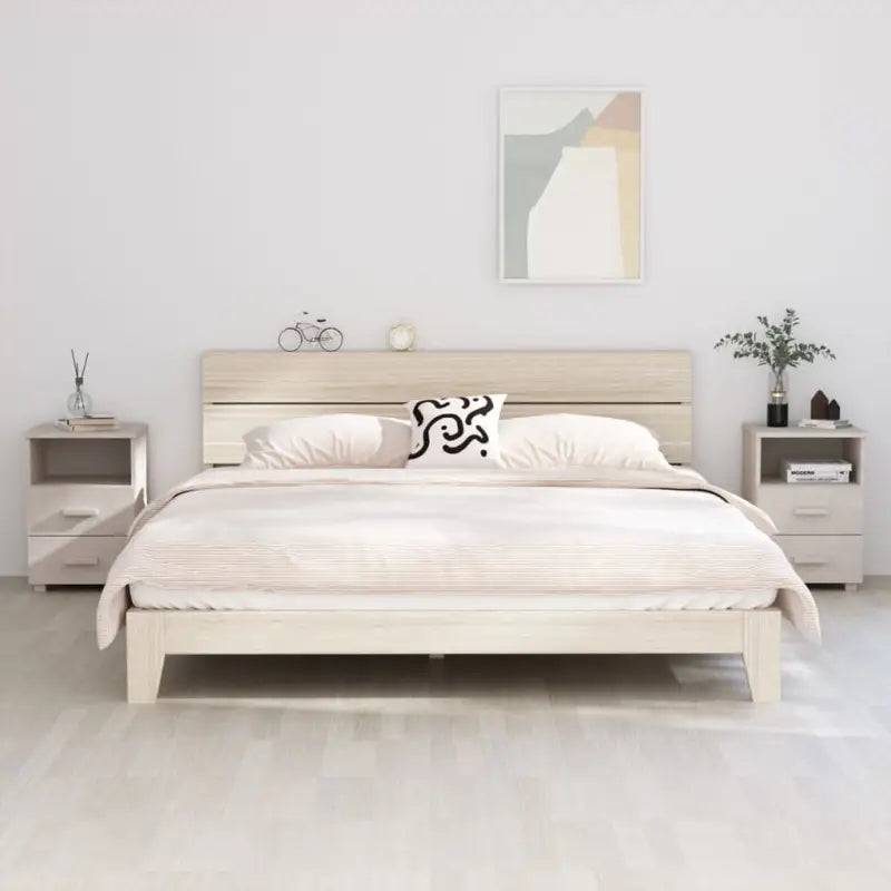 Houten nachtkastje van massief grenenhout voor je interieur - Wit / 2 - Nachtkastjes