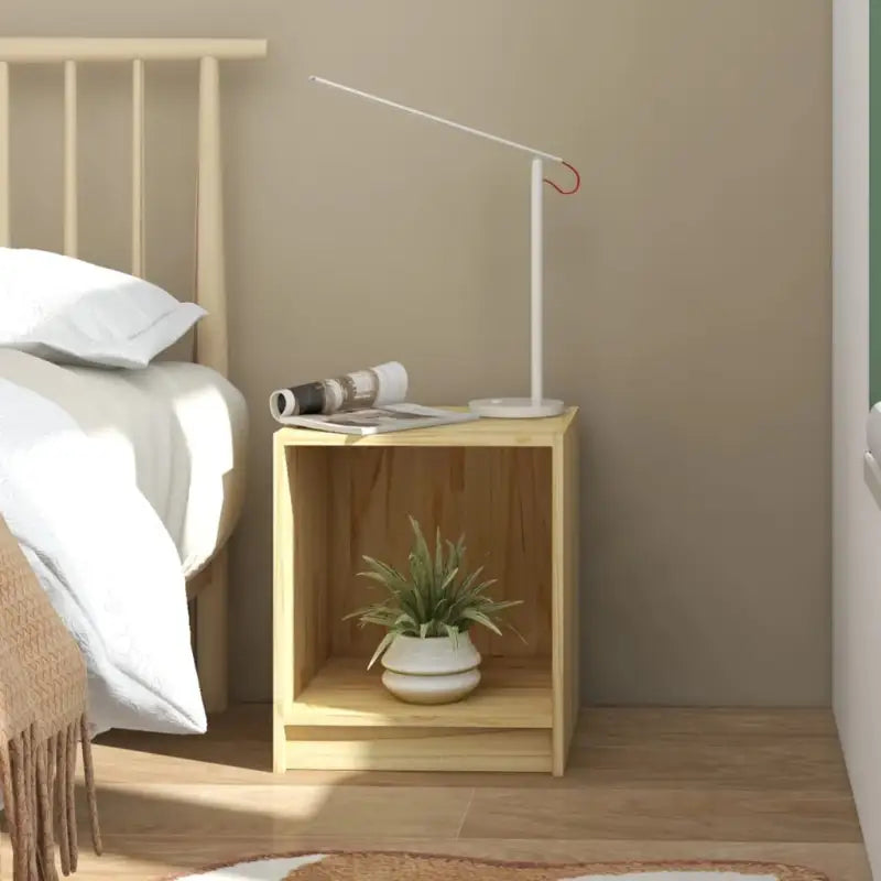 Houten nachtkastje van massief grenenhout voor modern interieur - Naturel / 1 - Nachtkastjes