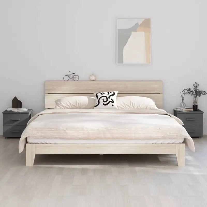 Houten nachtkastje van massief grenenhout voor moderne slaapkamers - Donkergrijs / 2 - Nachtkastjes