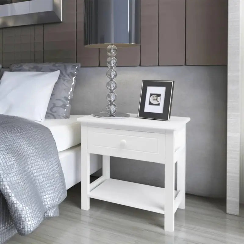Houten nachtkastjes met soepel lopende lade en stijlvol design - Wit / 2 - Nachtkastjes