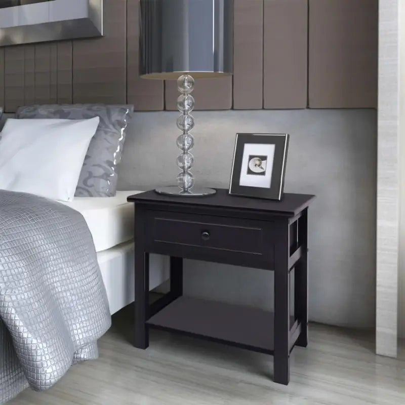 Houten nachtkastjes met soepel lopende lade en stijlvol design - Zwart / 1 - Nachtkastjes