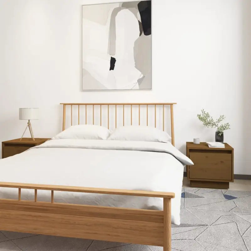 Houten nachtkastjes van massief grenenhout met moderne charme - Honingbruin / 2 - Nachtkastjes