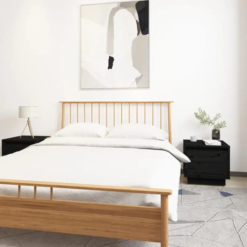 Houten nachtkastjes van massief grenenhout met moderne charme - Zwart / 2 - Nachtkastjes