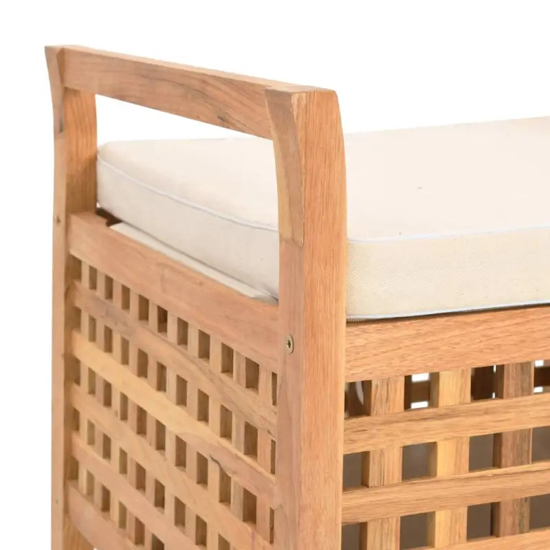 Houten opbergbank met kussen van massief walnotenhout voor hal en slaapkamer - 93 x 49 x 49 cm - Opberg- & halbankjes
