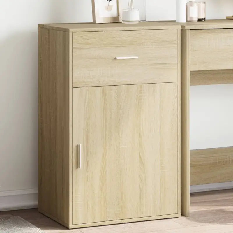 Houten opbergkast met stevig blad en bewerkt hout voor opgeruimde ruimtes - Sonoma eiken / 1 - Opbergkasten &
