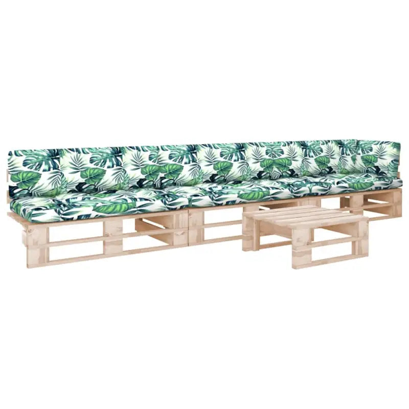 Houten Pallet Loungeset voor Gezelligheid en Ontspanning - Bladpatroon / hoek + 2x midden + Tafel / Bruin - Tuinsets