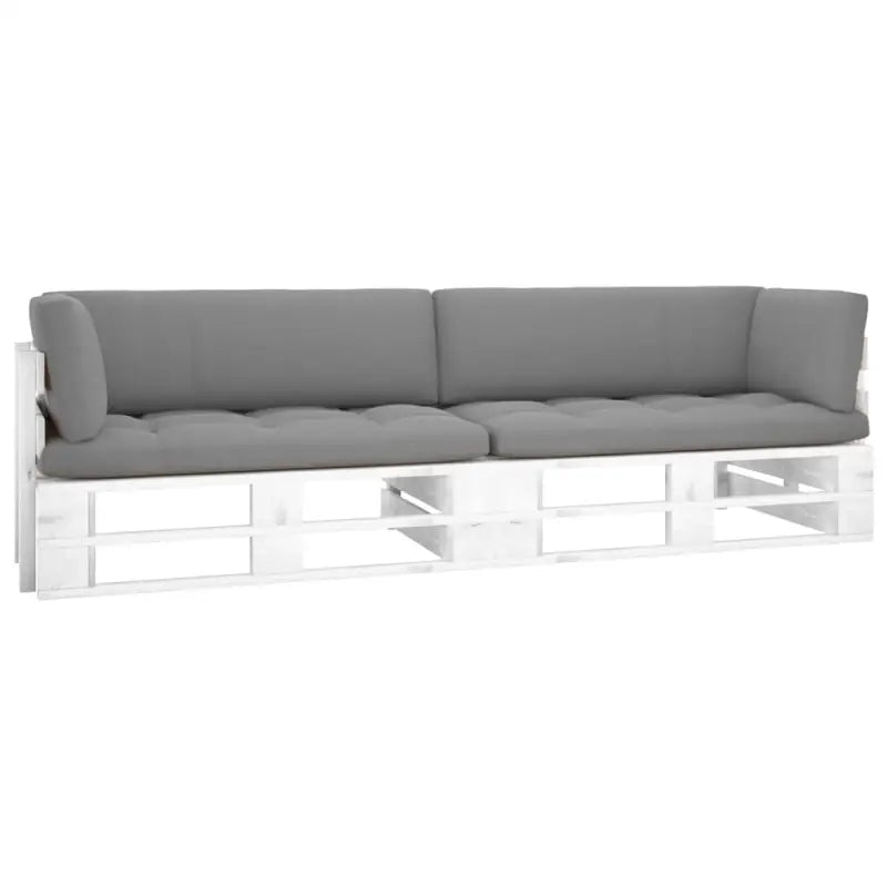 Houten Pallet Loungeset voor Gezelligheid en Ontspanning - Grijs / Tweezitsbank / Wit - Tuinsets