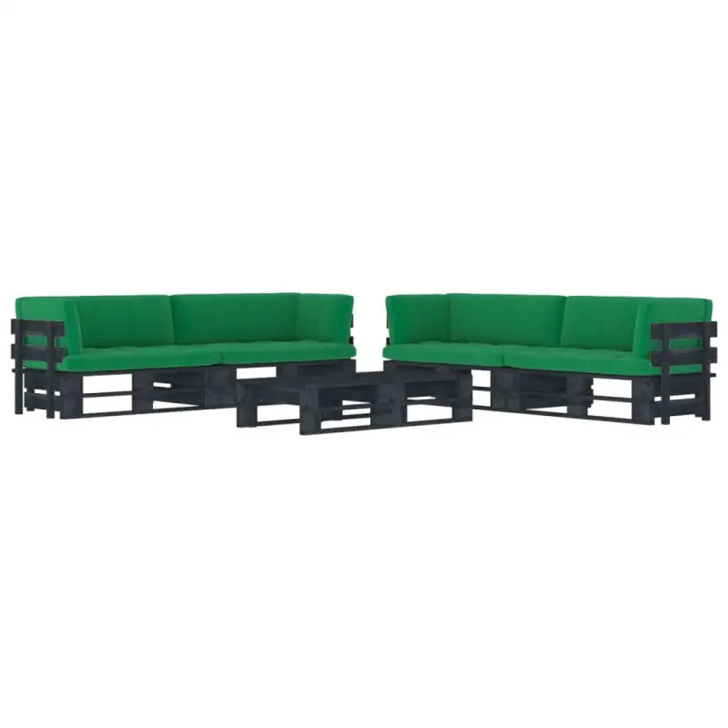 Houten Pallet Loungeset voor Gezelligheid en Ontspanning - Groen / 4x hoek + 2x Tafel / Zwart - Tuinsets