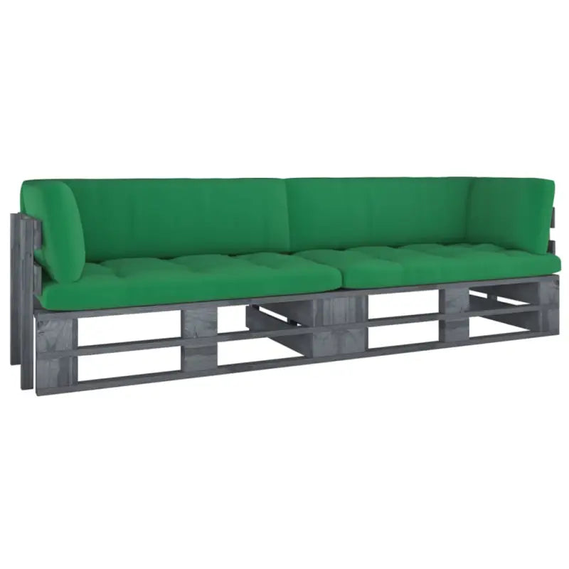 Houten Pallet Loungeset voor Gezelligheid en Ontspanning - Groen / Tweezitsbank / Grijs - Tuinsets