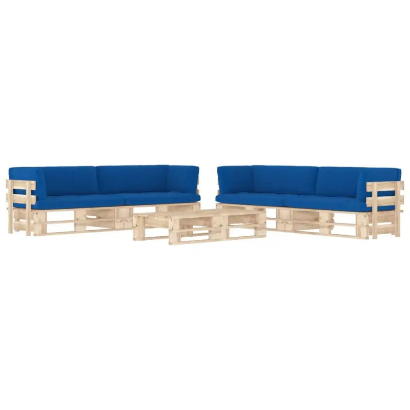 Houten Pallet Loungeset voor Gezelligheid en Ontspanning - koningsblauw / 4x hoek + 2x Tafel / Bruin - Tuinsets