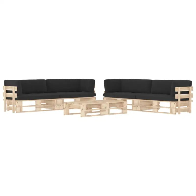 Houten Pallet Loungeset voor Gezelligheid en Ontspanning - Zwart / 4x hoek + 2x Tafel / Bruin - Tuinsets