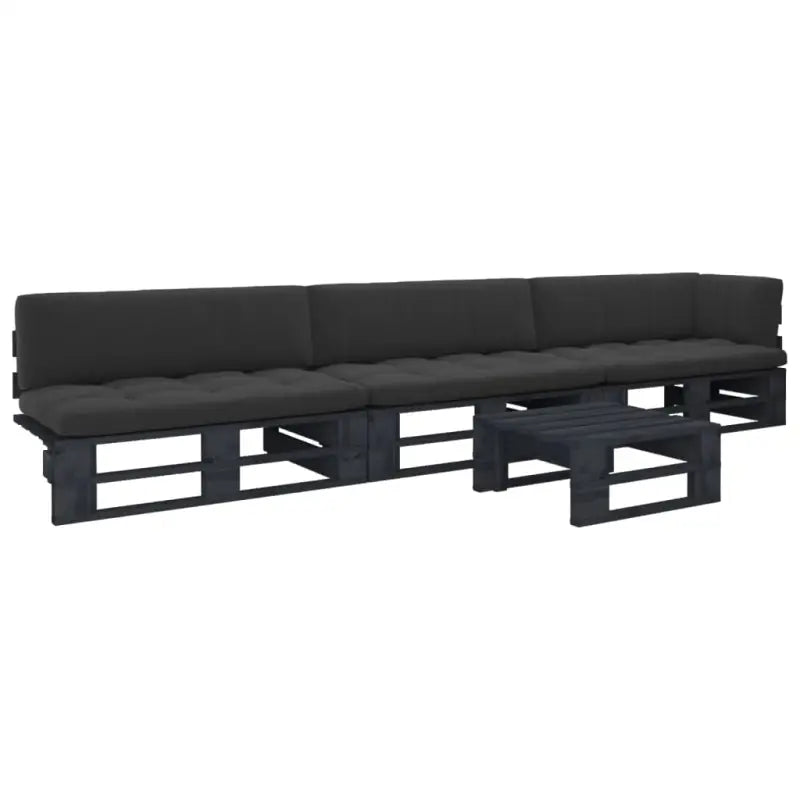 Houten Pallet Loungeset voor Gezelligheid en Ontspanning - Zwart / hoek + 2x midden + Tafel / 1 - Tuinsets