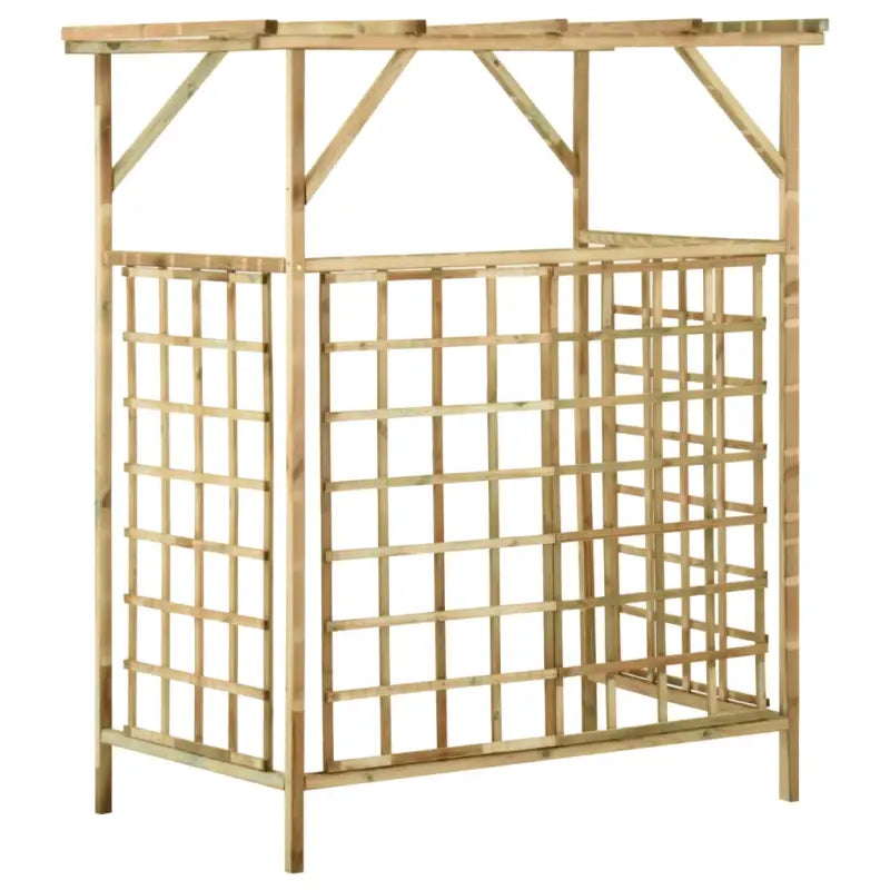 Houten pergola voor 2 containers van groen geïmpregneerd grenenhout - Tuinbogen latwerk & pergola’s