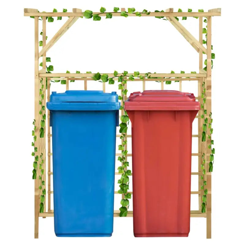 Houten pergola voor 2 containers van groen geïmpregneerd grenenhout - 140 x 80 x 168 cm / 1 - Tuinbogen latwerk &