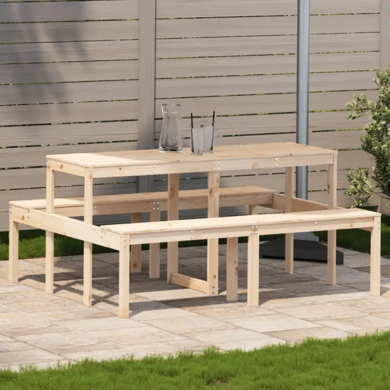 Houten picknicktafel van massief grenenhout voor buitengebruik - Natuurlijk grenenhout / 160 x 134 x 75 cm / 1