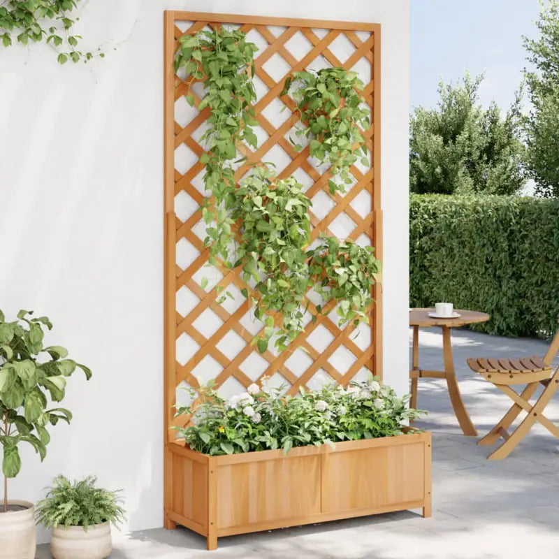 Houten plantenbak met klimrek van massief vurenhout voor buiten - Bruin / 90 x 35 x 180 cm / 1 - Bloempotten &