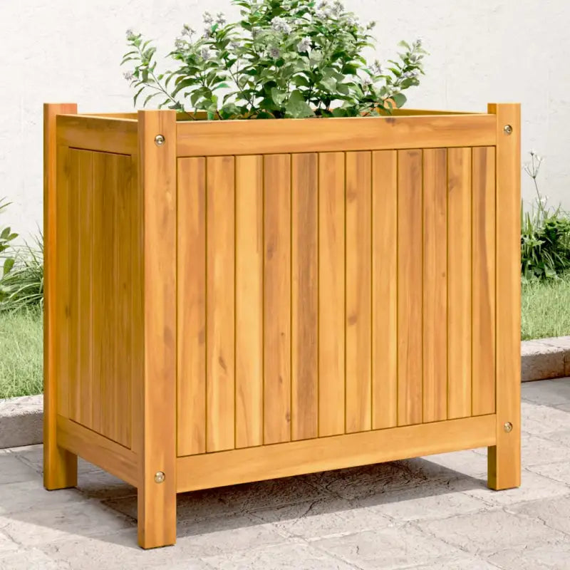 Houten plantenbak van massief acaciahout met nonwoven zak voor tuinieren - 54 x 31 x 50 cm / 1 - Bloempotten &