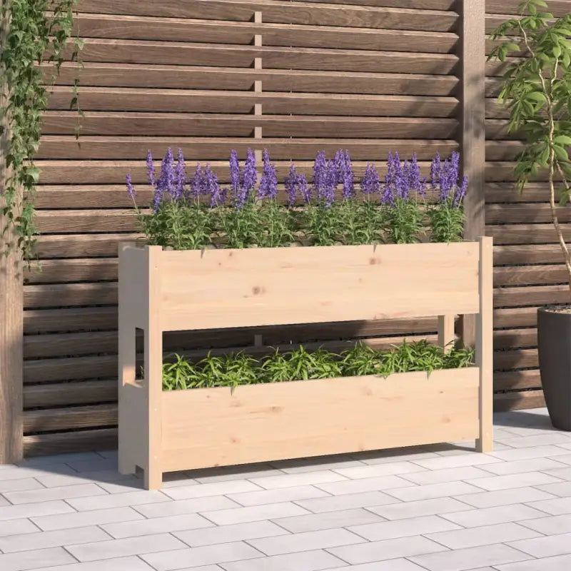 Houten plantenbak van massief grenenhout voor binnen en buiten gebruik - Naturel / 112 x 25 x 66 cm / 1 - Bloempotten &