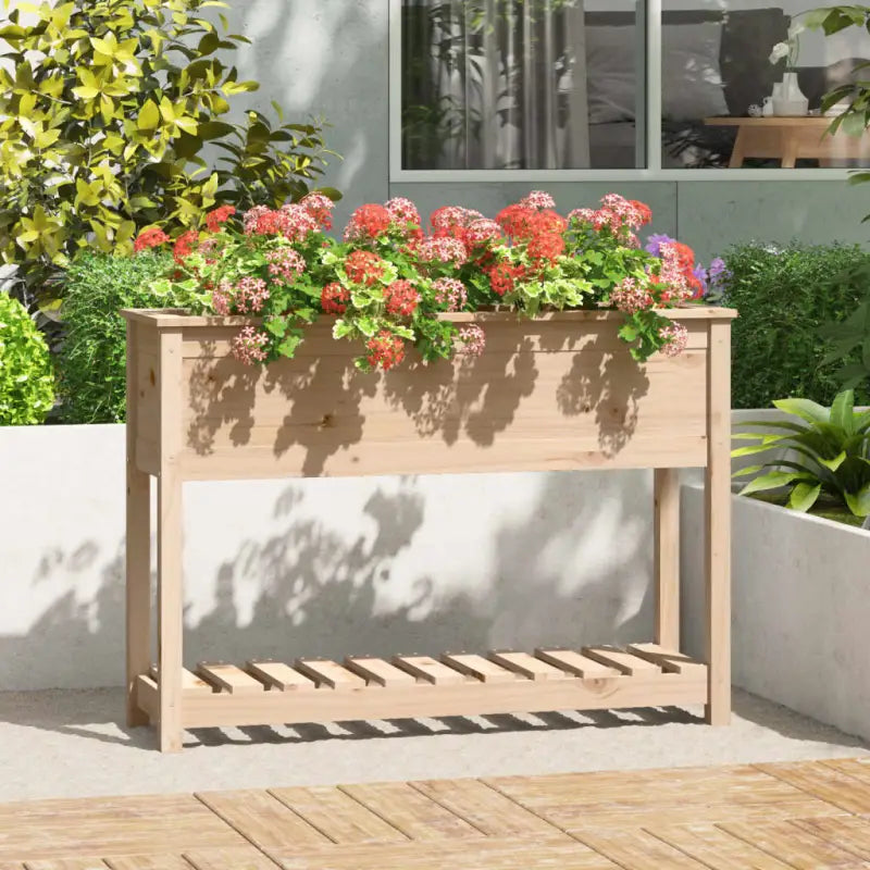 Houten plantenbak van massief grenenhout voor binnen en buiten - Naturel / 111.5 x 34.5 x 81 cm / 1 - Bloempotten &